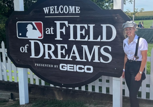 Picture of Delaney Banowetz by the Field of Dreams Sign 