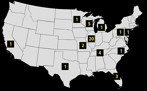 UISRM Interns placed outside of Iowa.