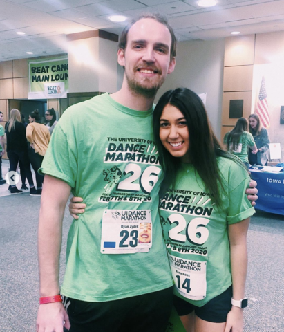 Ryan Zydek and Rena Roos standing together at Dance Marathon